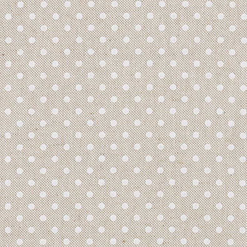 Dekorationsstof Halvpanama klassiske prikker – natur/hvid,  image number 1