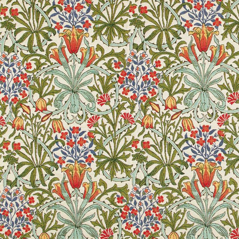 Dekorationsstof Gobelin blomster art nouveau-motiv – creme/lysegrøn,  image number 1