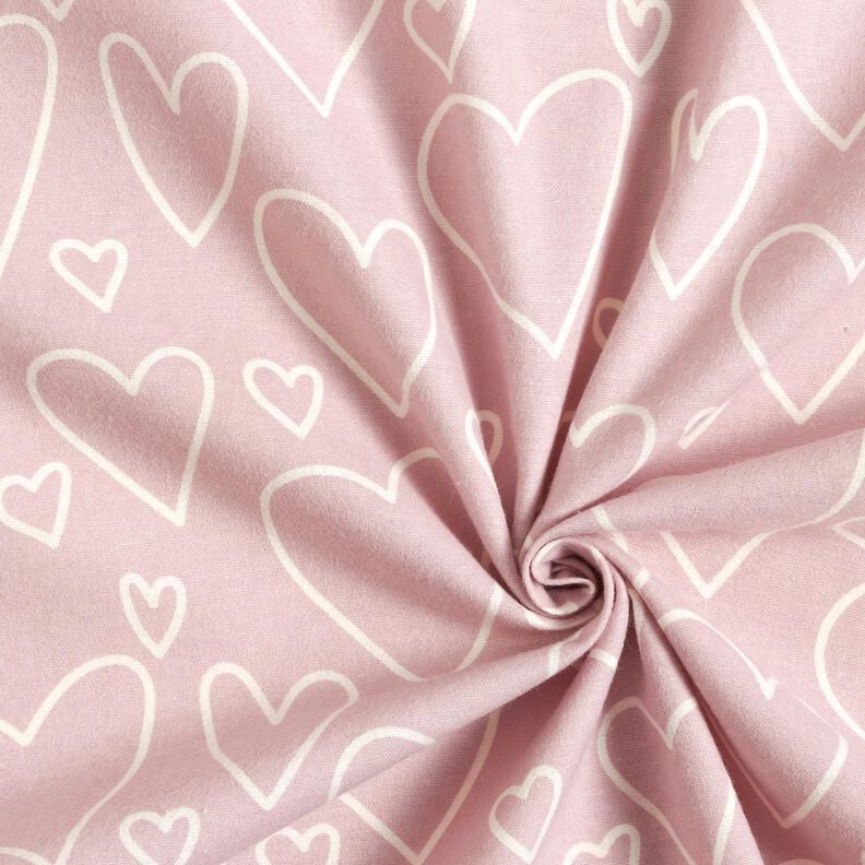 Bomuldsflonel Herzen &ndash; rosa,  image number 3