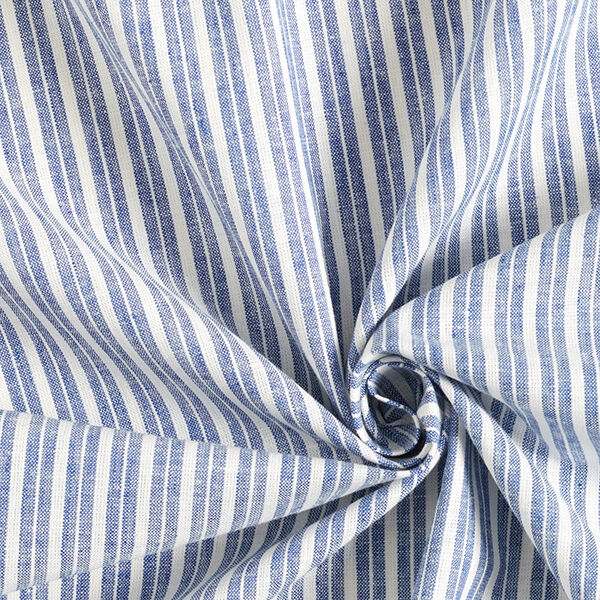 Hør-bomulds-miks Striber brede – jeansblå/uldhvid,  image number 3