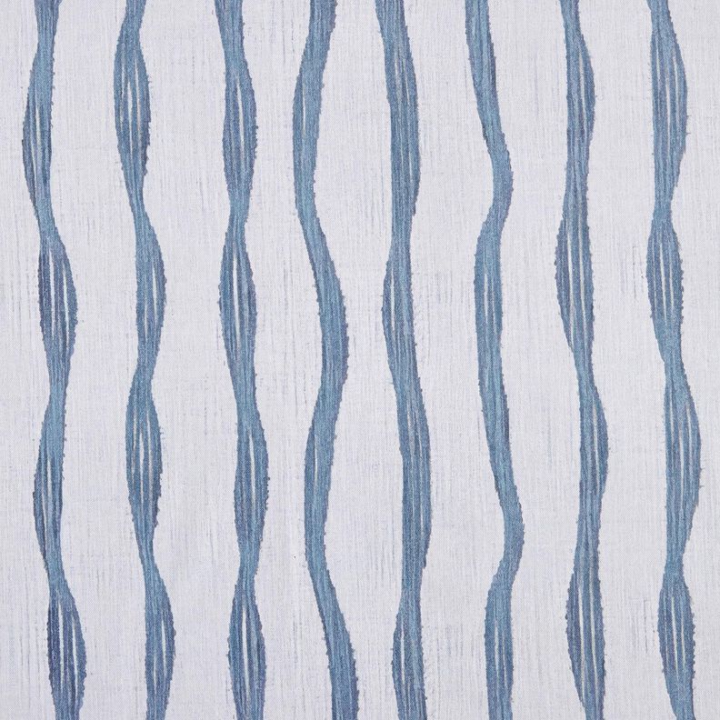 Dekorationsstof Halvpanama bølgede striber – blå,  image number 1