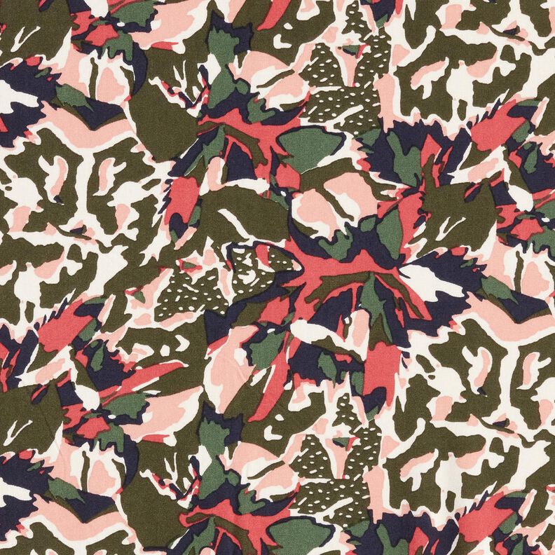 Viskosestof abstrakt blomsterhav – lyse bær/mørk fyr,  image number 1