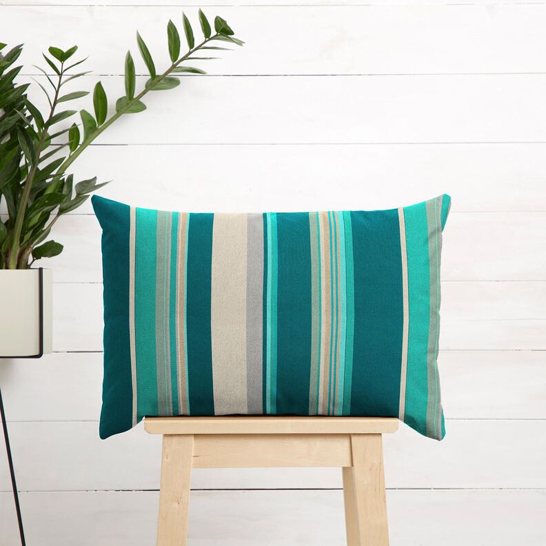 Outdoor stof Canvas blandede striber – petrol/anemone,  image number 7