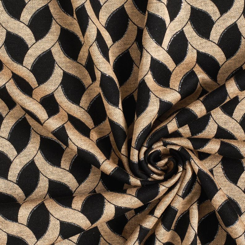 Viskosejersey Glitter-fletmønster – sort/apricot,  image number 3