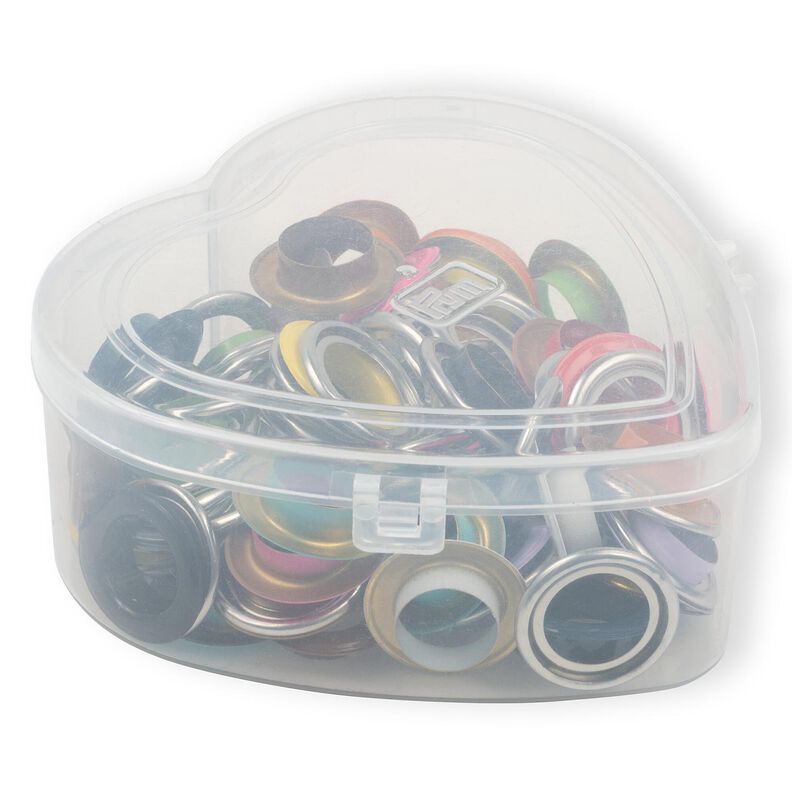 Øjer med skiver, i hjerteformet æske [14 mm] | Prym,  image number 1