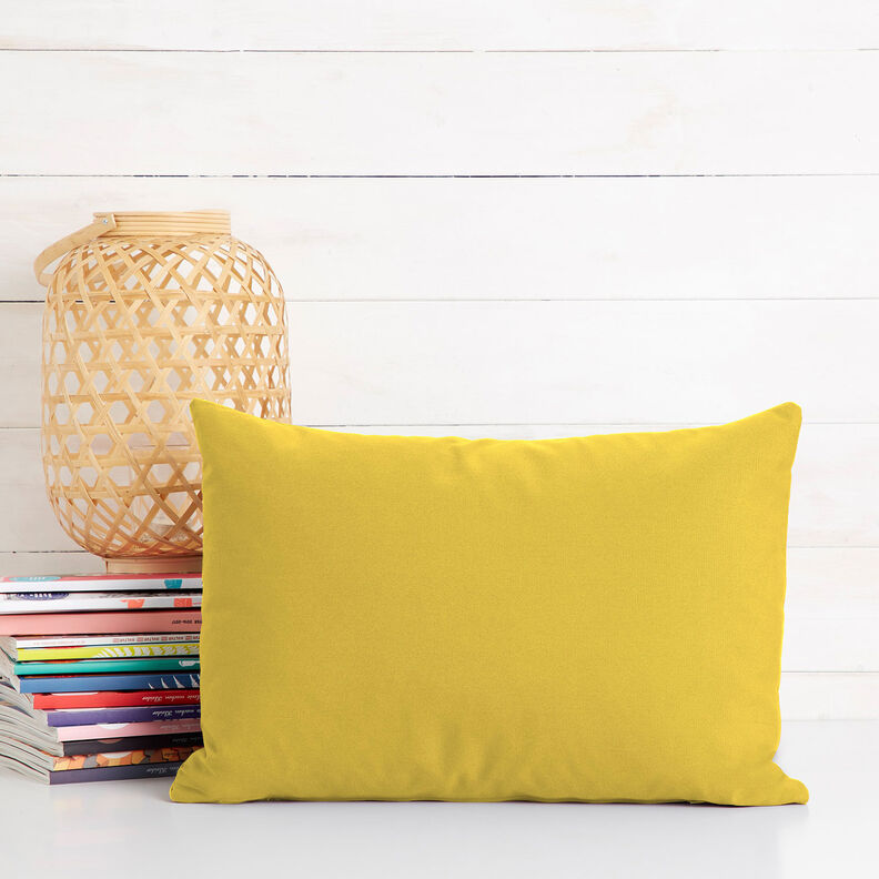 Bomuldsstof Cretonne Ensfarvet – solgul,  image number 9