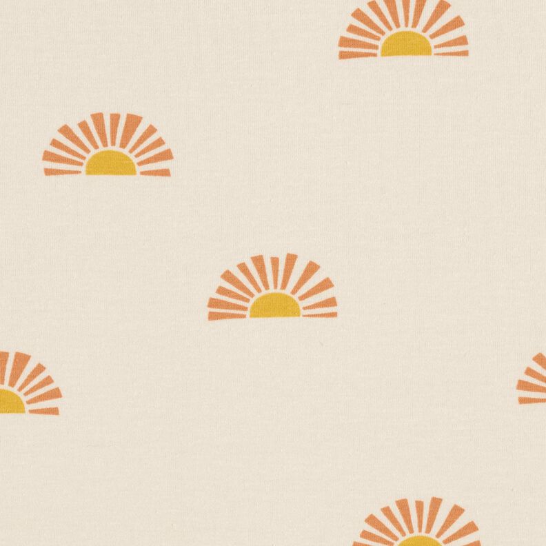 Bomuldsjersey Solopgang Digitaltryk – creme,  image number 1