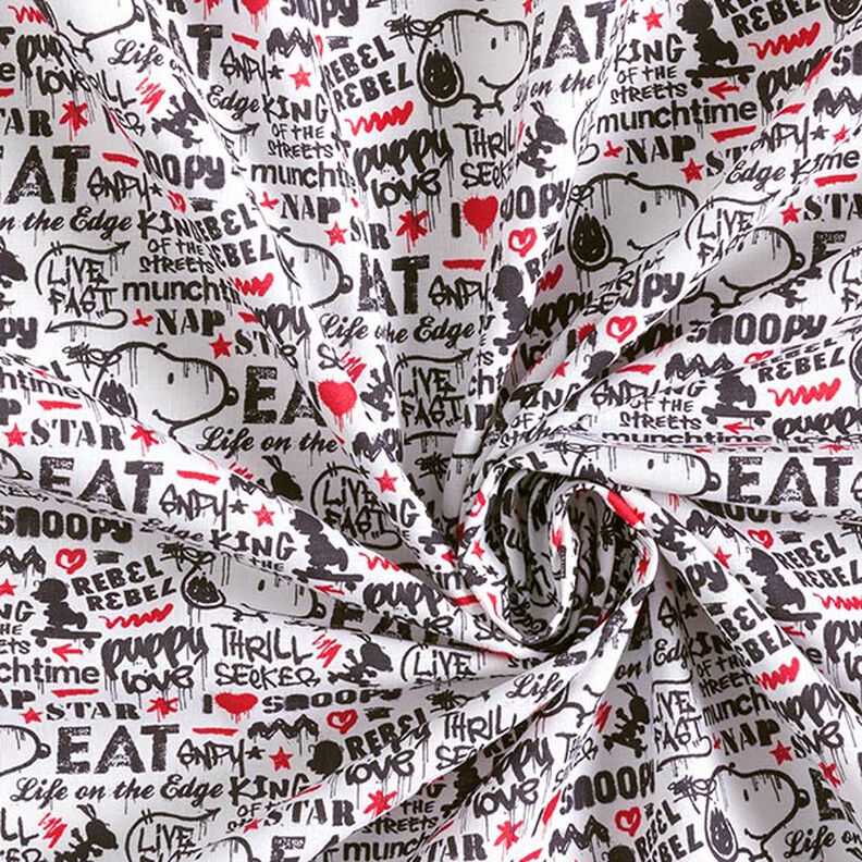 Bomuldspoplin, licensstof, Snoopy graffiti | Peanuts ™ – hvid,  image number 3
