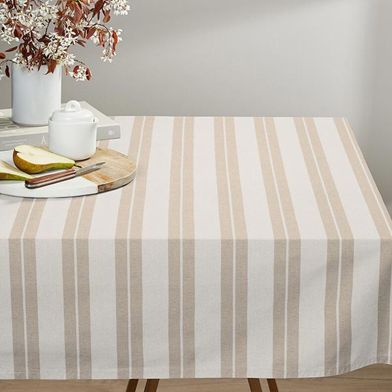 Dekorationsstof kanvas stribemiks genanvendt – beige,  image number 8