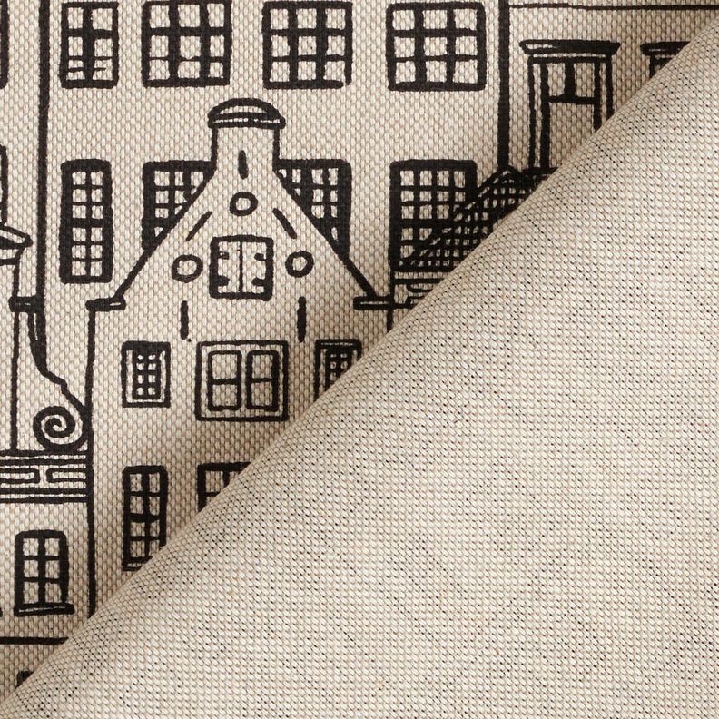 Dekorationsstof Halvpanama byhuse – natur/sort,  image number 4