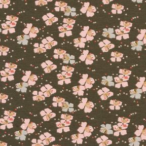 Bomuldsjersey søde små blomster – kaki, 