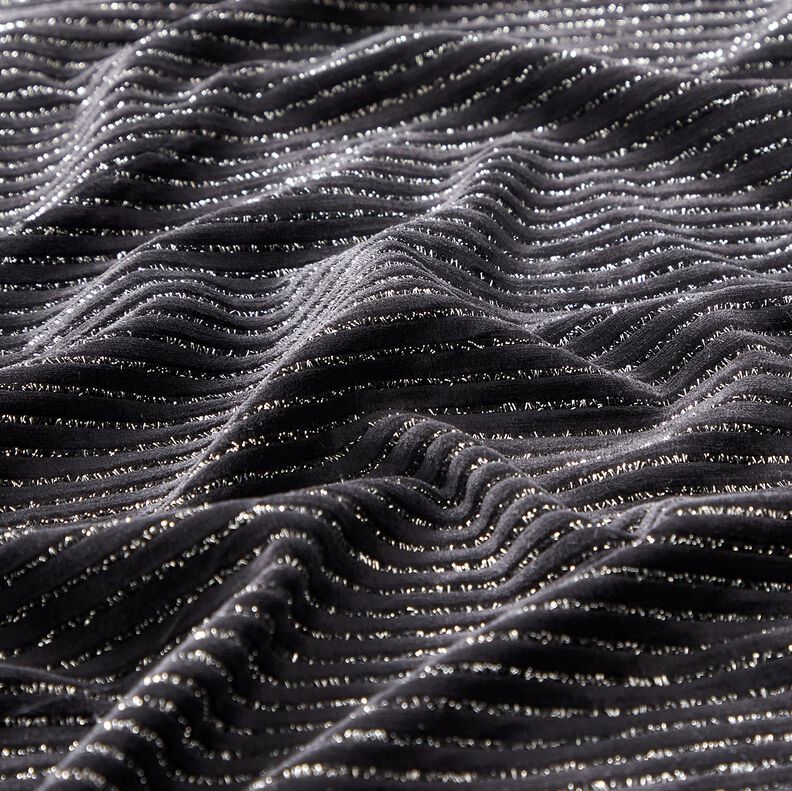 Nicki stof glimmerstriber – sort/sølv metallic,  image number 2