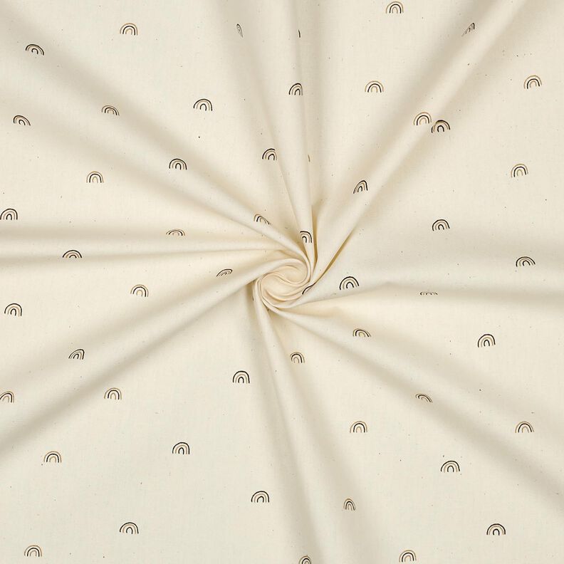 GOTS Bomuldspoplin små regnbuer | Poppy Fabrics – natur/råbrun,  image number 3