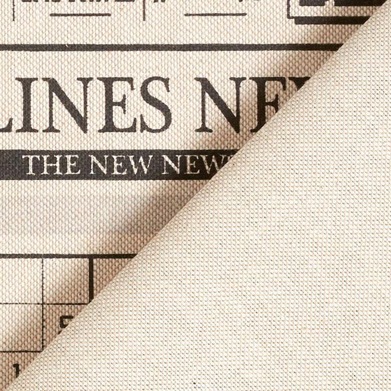 Dekorationsstof Halvpanama vintage avis – natur/sort,  image number 5