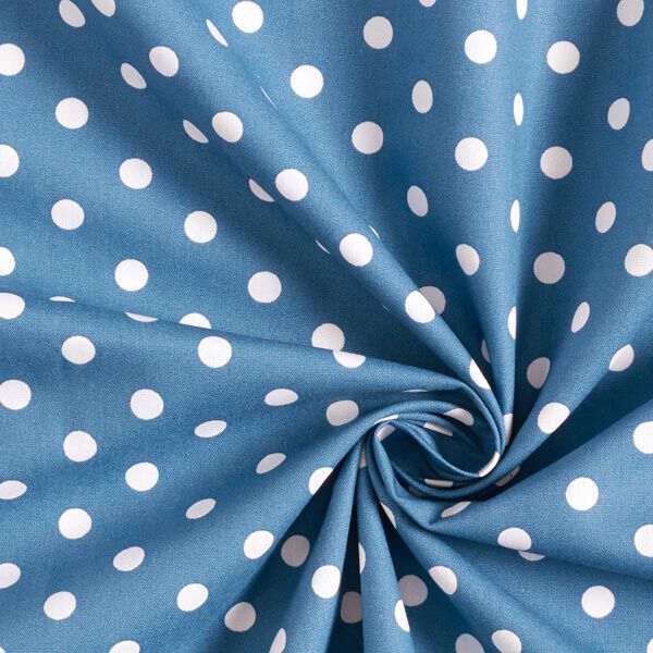 Bomuldspoplin store prikker – jeansblå/hvid,  image number 5
