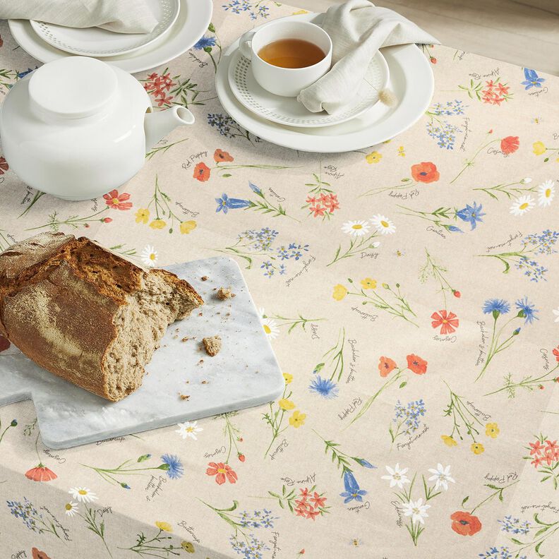 Imprægneret voksdug alpine blomster – natur/blå,  image number 7