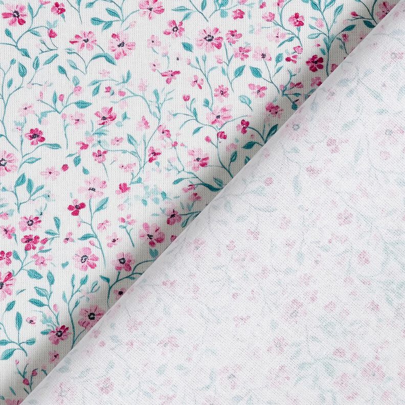 Bomuldsstof Poplin sarte blomster – pebermynte/pastelviolet,  image number 4