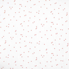 Musselin/Dobbelt-Crincle stof spredte hjerter – hvid/roséguld, 
