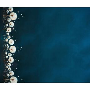 Bomuldsjersey mælkebøtter Bordure stof | Glitzerpüppi – sort-blå/mandel, 