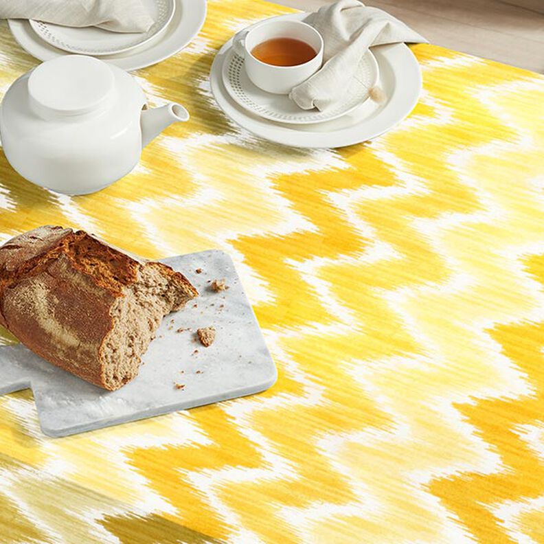 Voksdug, Ikat-print – gul/hvid,  image number 6