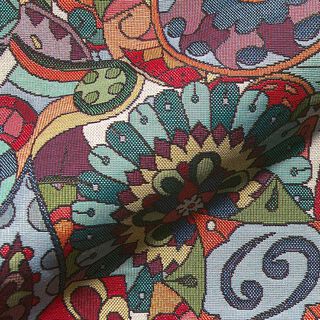 Dekorationsstof Gobelin blomster mandala – sort, 