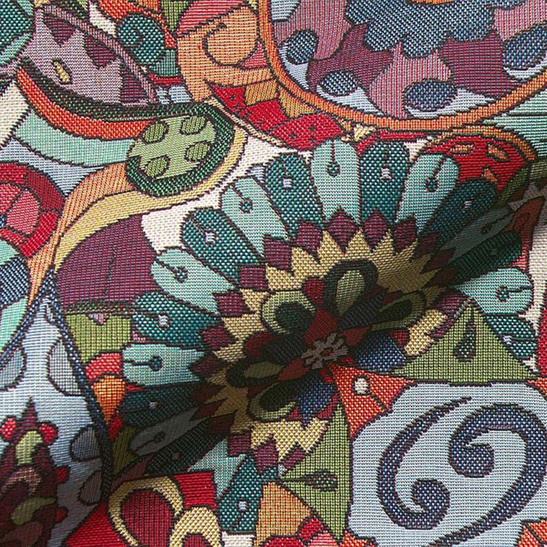Dekorationsstof Gobelin blomster mandala – sort,  image number 2