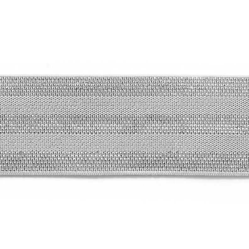 Stribet elastikbånd [40 mm] – lysegrå/sølv,  image number 1