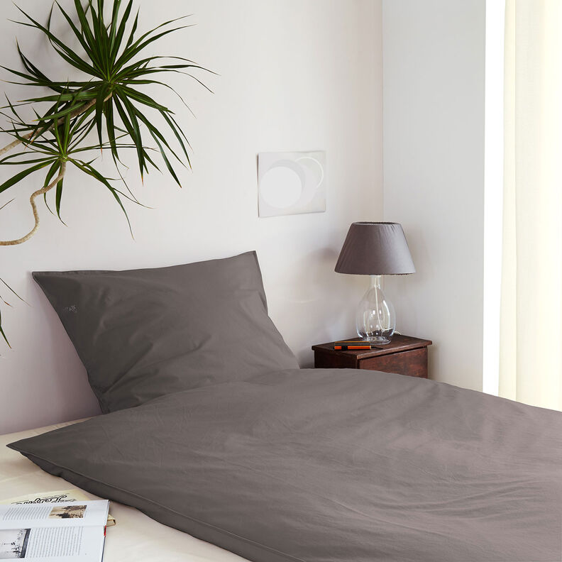 Bomuldsstof Cretonne Ensfarvet – mørkegrå,  image number 6