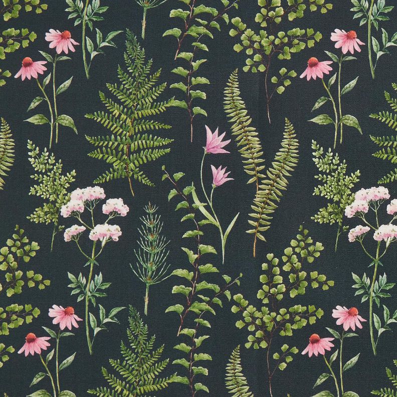 Outdoor stof Canvas blade og blomster – mørkegrøn/pastelviolet,  image number 1