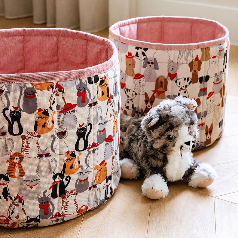 Dekorationsstof Halvpanama elegante hunde – natur/grå,  image number 6