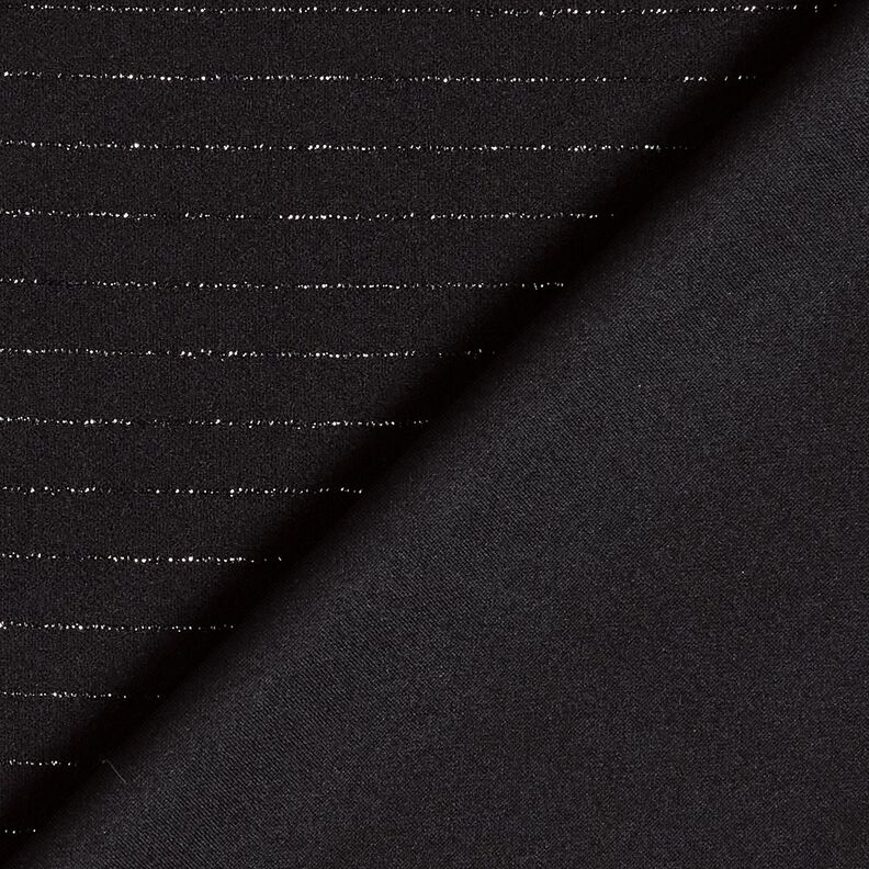 Buksestof, stretch med glitter-nålestriber – sort/sølv metallic,  image number 4