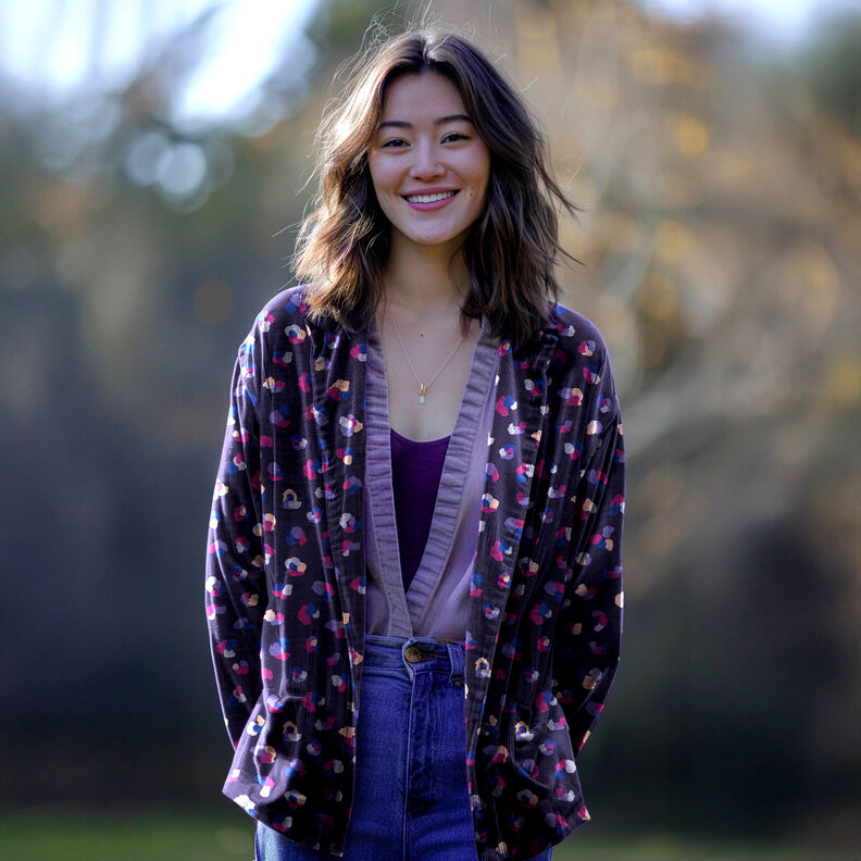 Babyfløjl farverige leopardpletter | Poppy Fabrics – marineblå,  image number 5