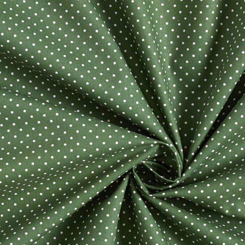 Bomuldspoplin små prikker – mørkegrøn/hvid,  image number 5