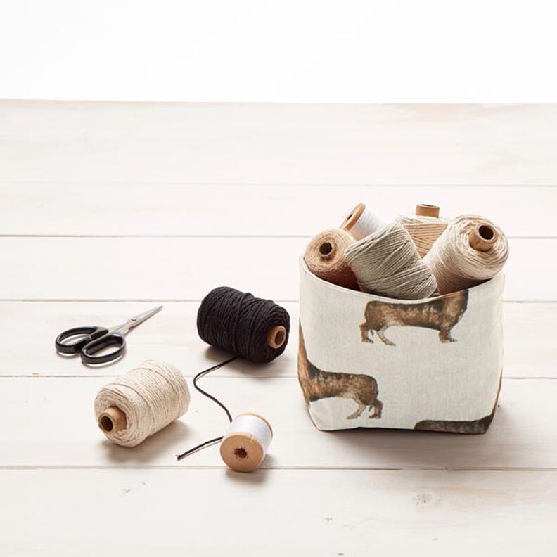 Dekorationsstof Halvpanama Gravhund – natur,  image number 7