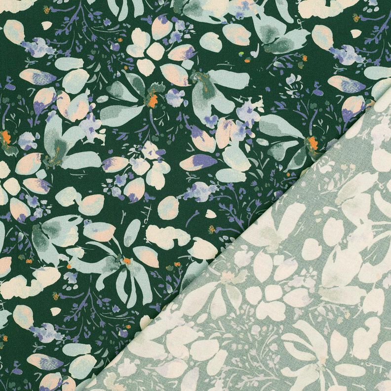Viskosestof Forårsblomster digitaltryk – mørkegrøn/lys mint,  image number 4