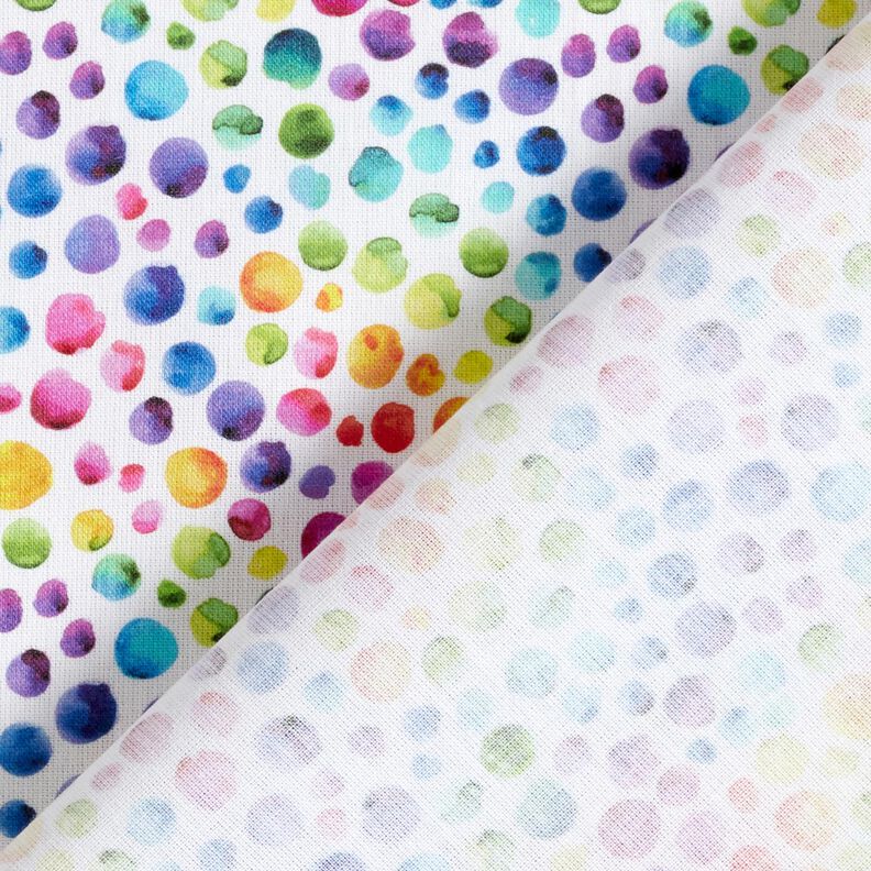 Bomuldspoplin regnbue-prikker Digitaltryk – hvid/farvemix,  image number 4
