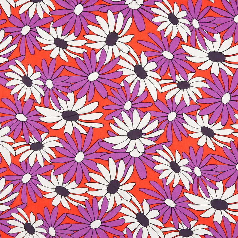 Satin ekspressive blomster – orange/rødlilla,  image number 1