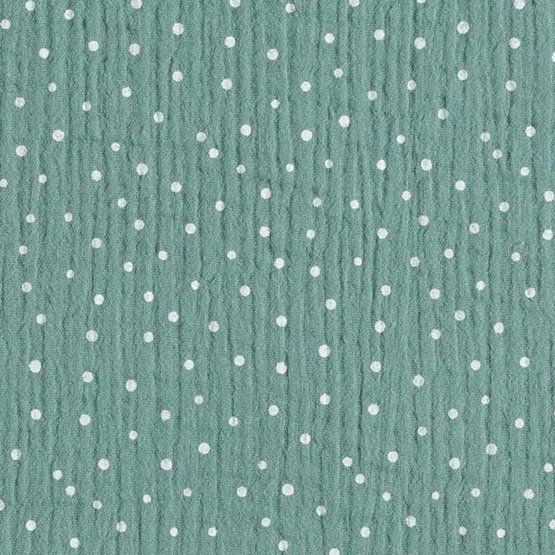 Musselin/Dobbelt-Crincle stof små prikker – reed/hvid | Reststykke 90cm,  image number 1