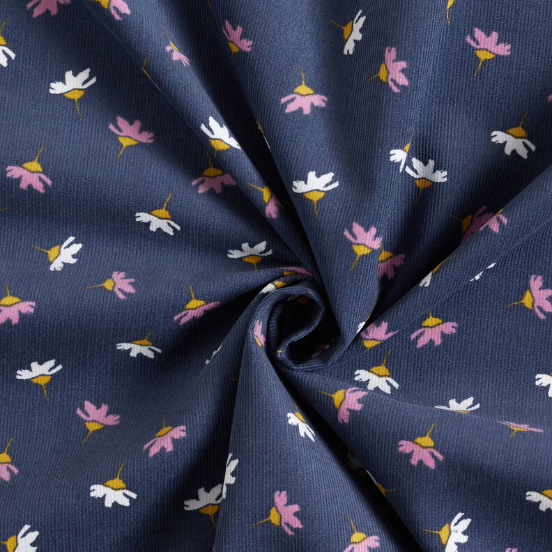 Babyfløjl små blomster – marineblå,  image number 3