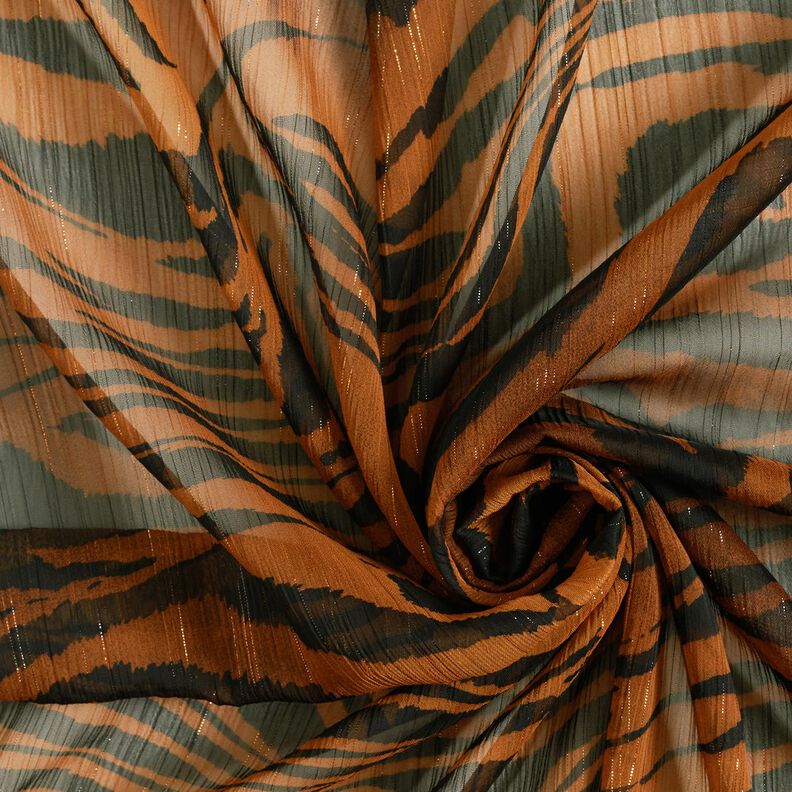 chiffon med glitter-nålestriber tigerprint – sort/kobberfarvet,  image number 3