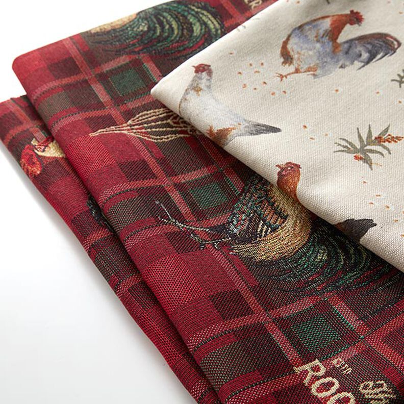 Dekorationsstof Halvpanama Høns – natur/terracotta,  image number 5