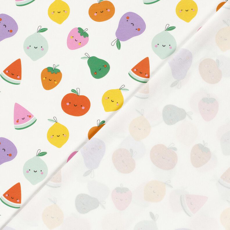 Bomuldsjersey glad frugt – uldhvid/ferskenorange,  image number 4