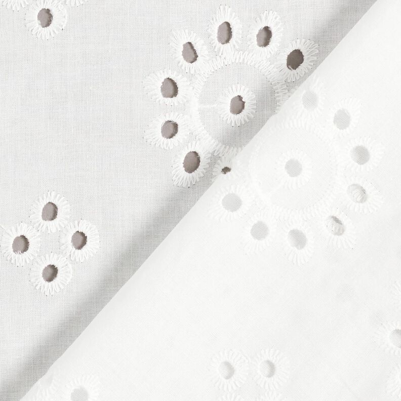 Bomuldsstof hulbroderi blomster – hvid,  image number 4