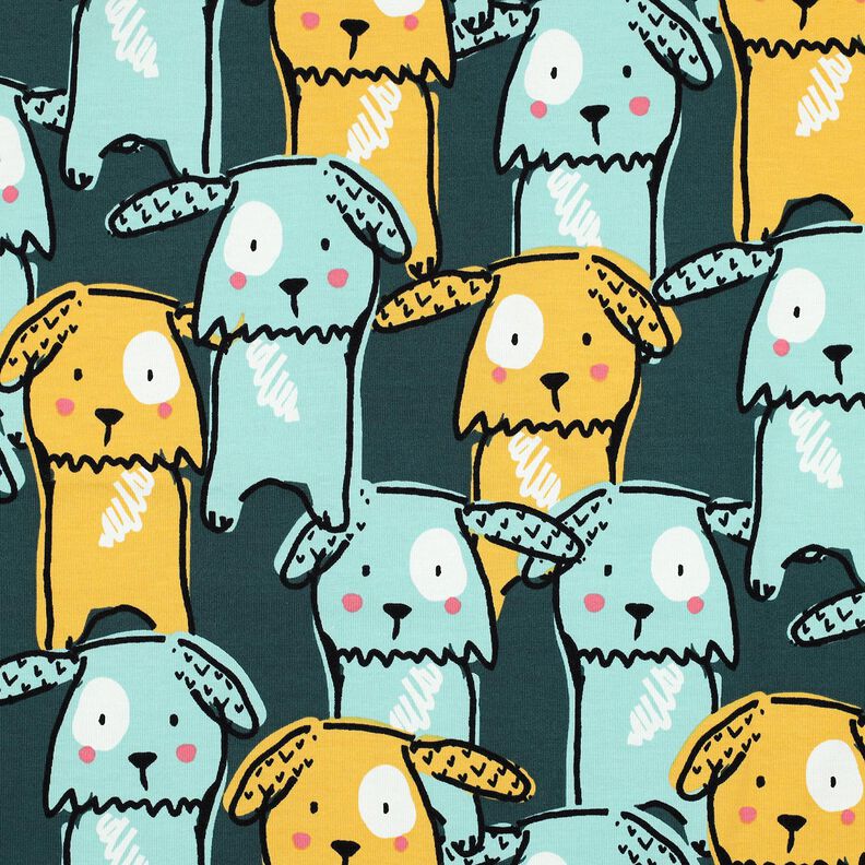 Bomuldsjersey hunde med slappe ører | Poppy Fabrics – mørkegrøn,  image number 1
