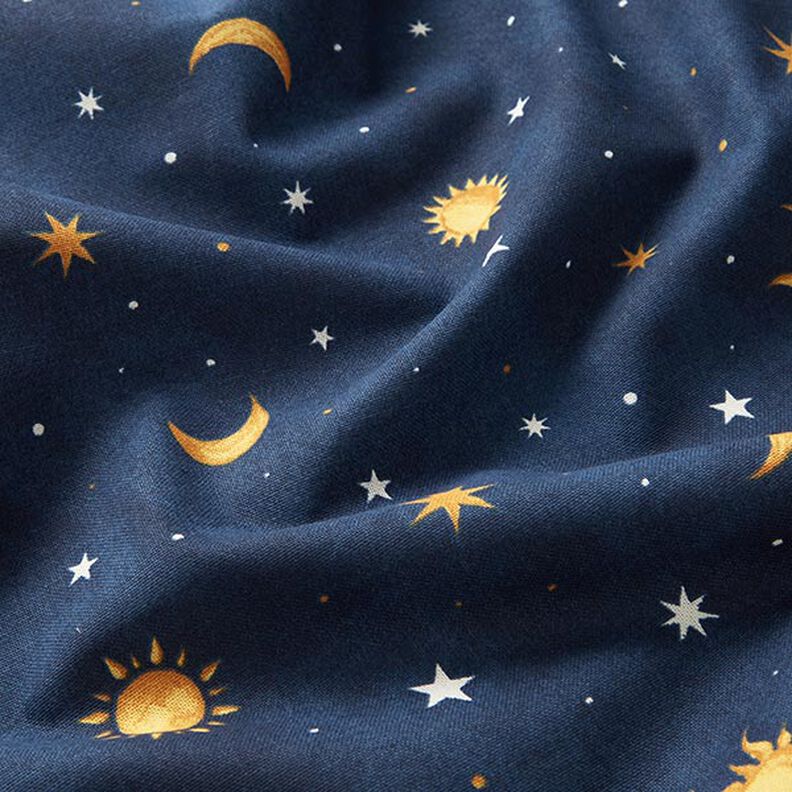 Dekorationsstof Glow in the Dark nattehimmel – guld/marineblå,  image number 12