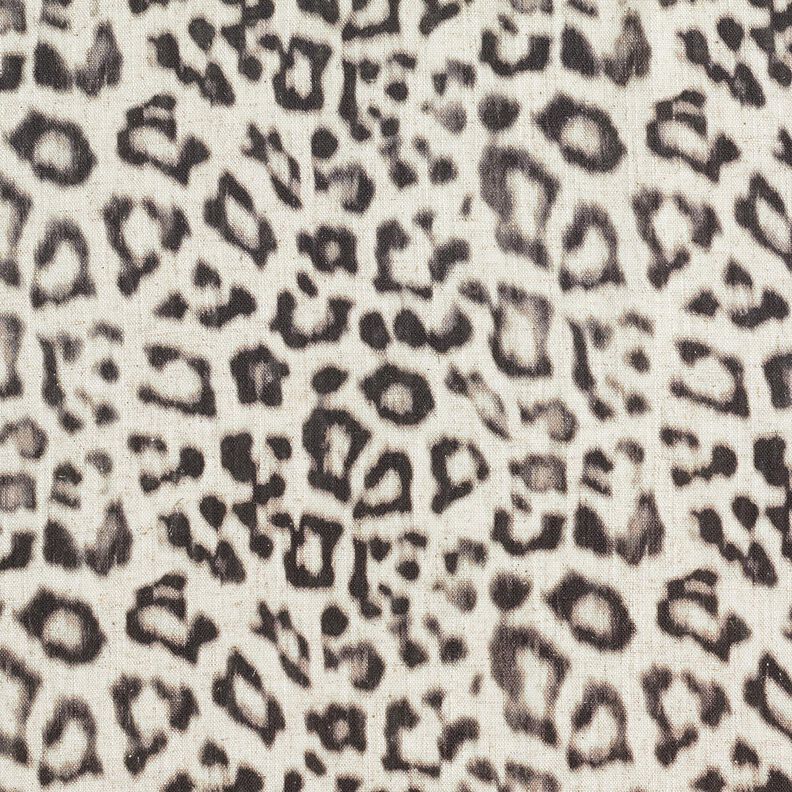 Viskose-hør-miks leoprint digitaltryk – mandel/sort,  image number 1