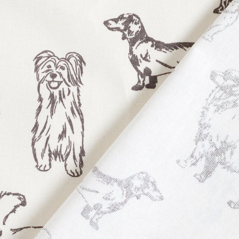 Dekorationsstof Canvas hunde – creme/grå,  image number 4