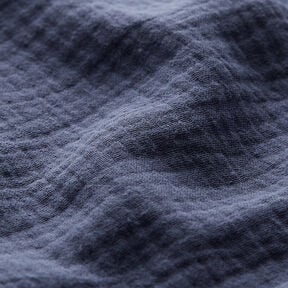 Musselin/Dobbelt-Crincle stof – jeansblå, 