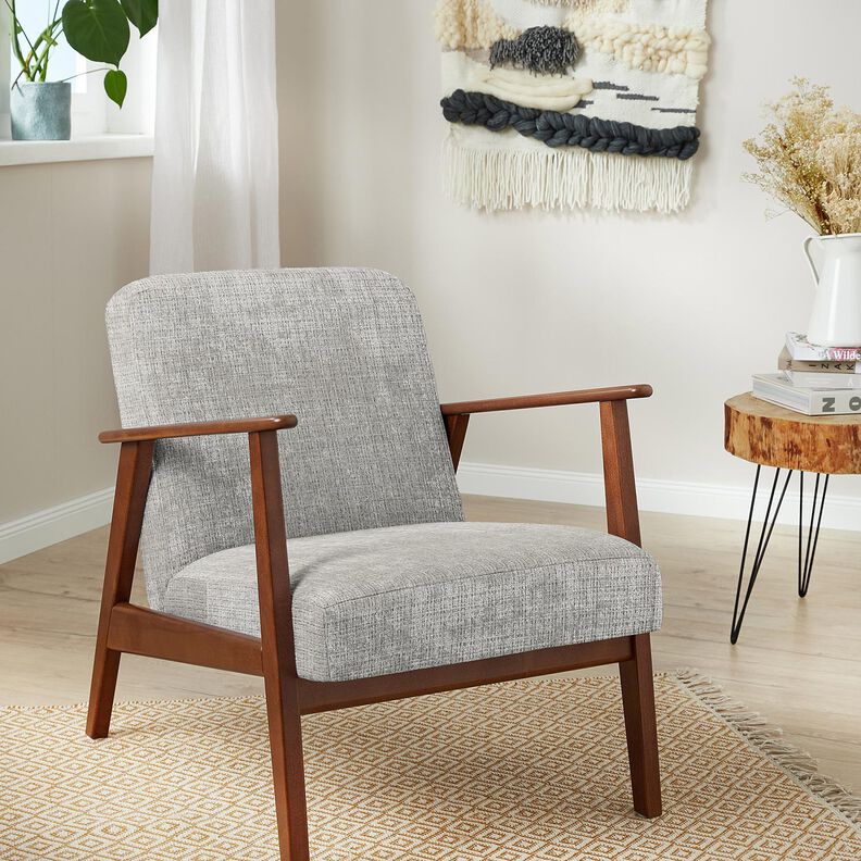 Polsterstof Chenille Ensfarvet – sølvgrå,  image number 5