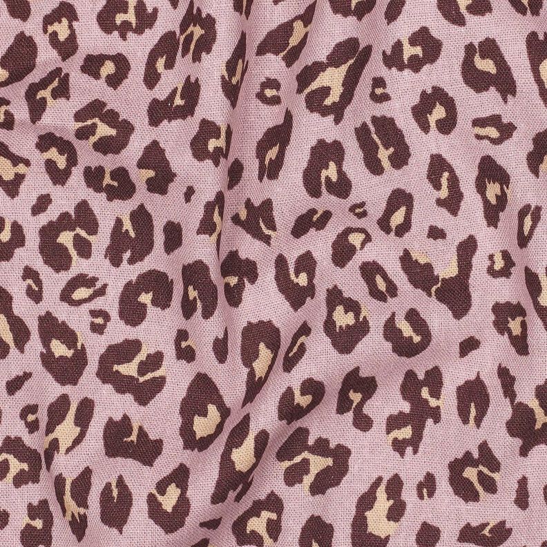 Viskose-hør-miks leo-print | Poppy Fabrics – lys gammelrosa/aubergine,  image number 2